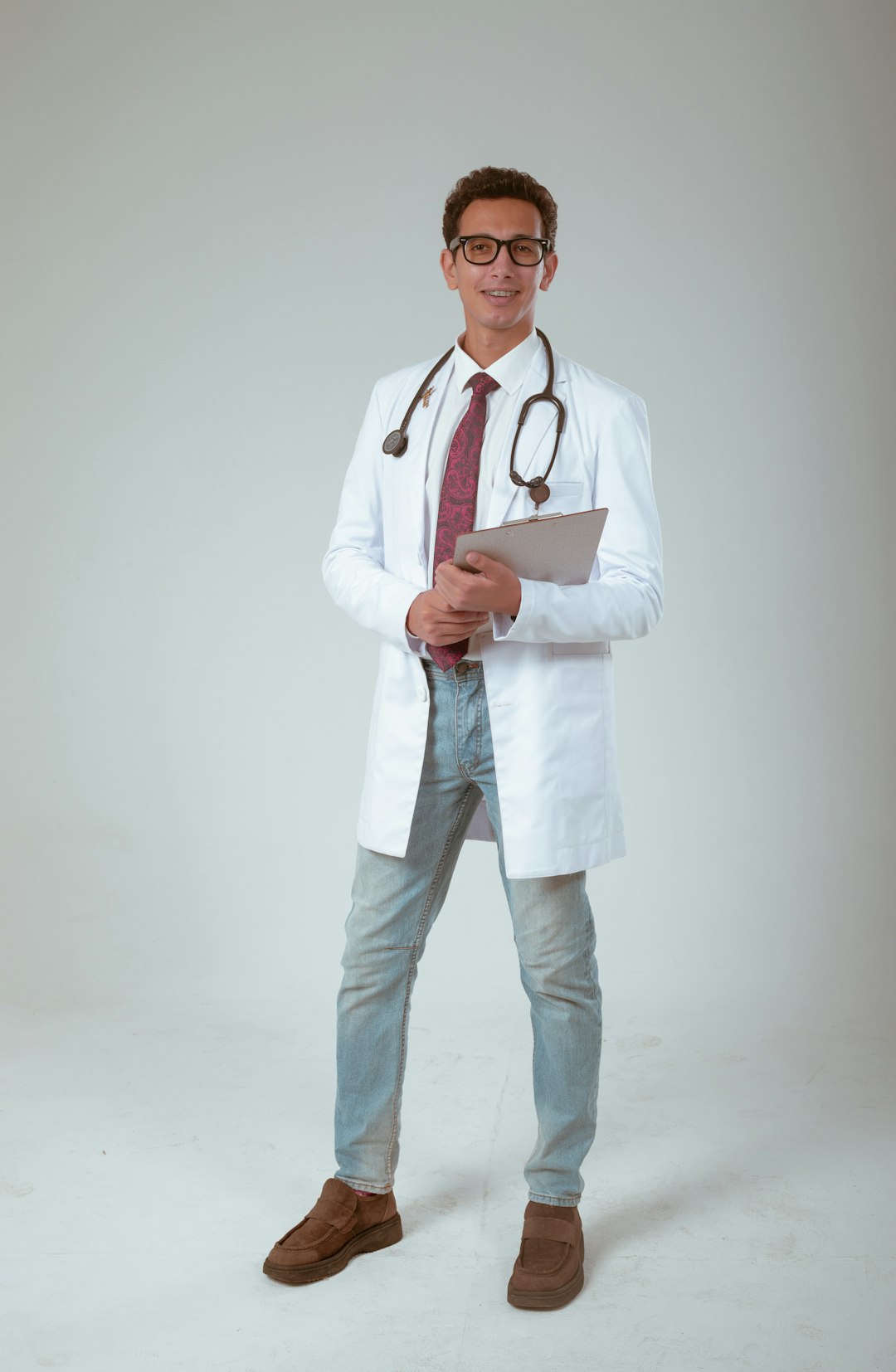 A physician in a white coat standing in a clinical setting